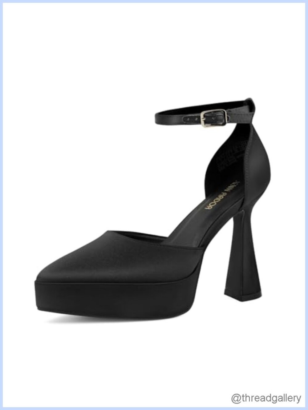 Women's Chunky Platform High Block Heels Pointed Toe Ankle Strap Pumps